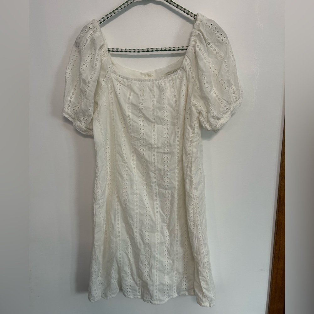 See U Soon by Anthropologie Puff Sleeve White Eyelet Midi Dress